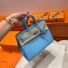 7N Celeste Birkin 25CM Epsom Leather Silver Hardware Full Handmade