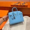 7N Celeste Birkin 25CM Epsom Leather Silver Hardware Full Handmade
