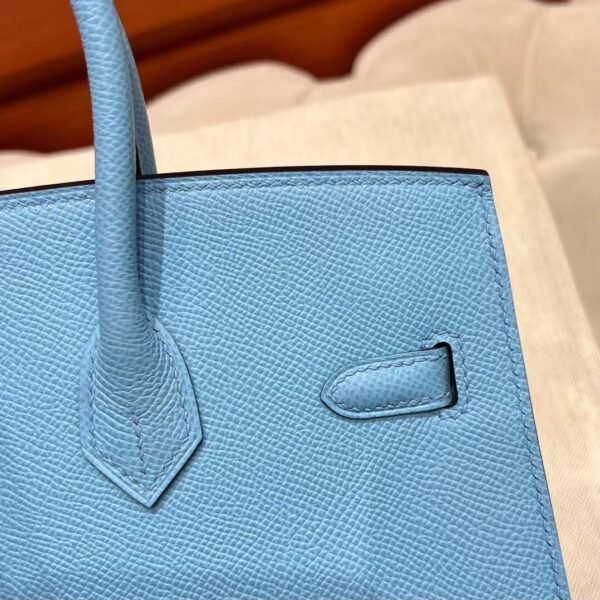 7N Celeste Birkin 25CM Epsom Leather Silver Hardware Full Handmade