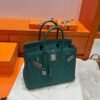 Z6 Malachite Birkin 30CM Togo Leather Silver Hardware Full Handmade