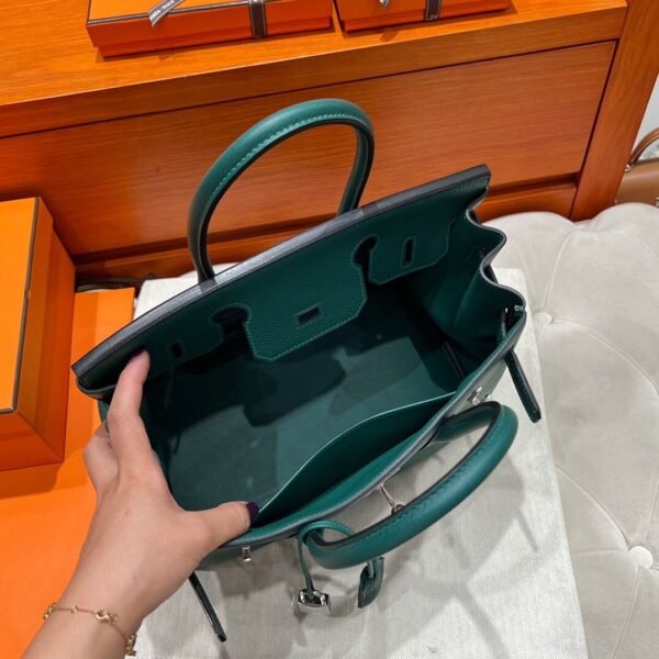Z6 Malachite Birkin 30CM Togo Leather Silver Hardware Full Handmade