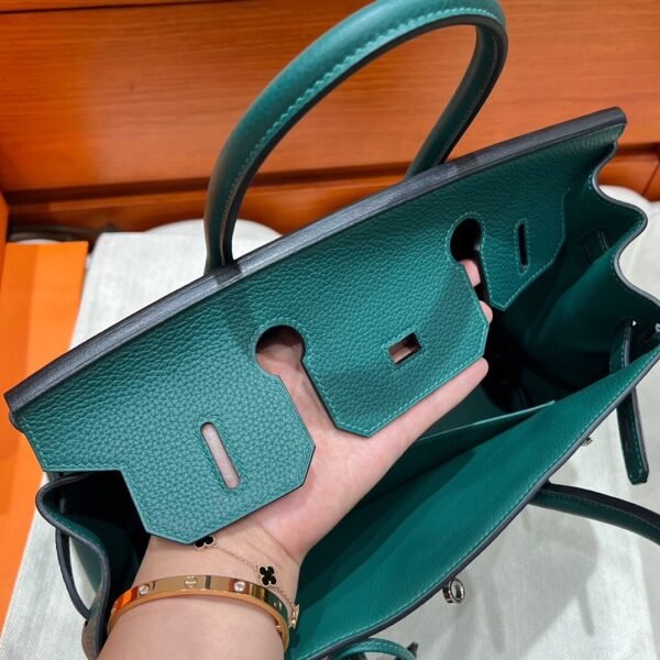 Z6 Malachite Birkin 30CM Togo Leather Silver Hardware Full Handmade