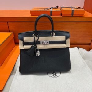 CK89 Black Birkin 25CM Togo Leather Silver Hardware Full Handmade