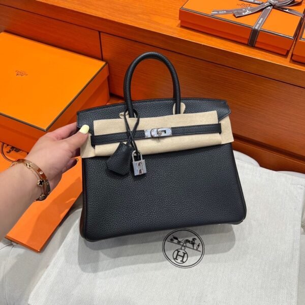 CK89 Black Birkin 25CM Togo Leather Silver Hardware Full Handmade