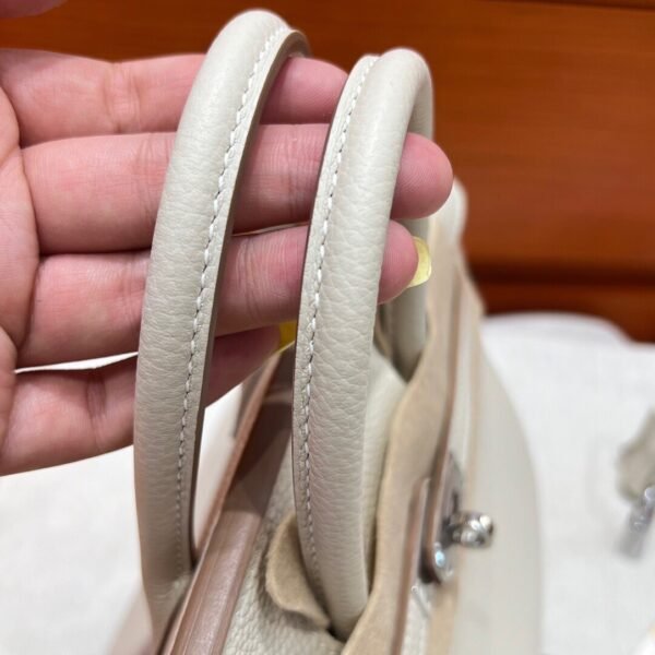 10 Craie Birkin 25CM Togo Leather Silver Hardware Full Handmade