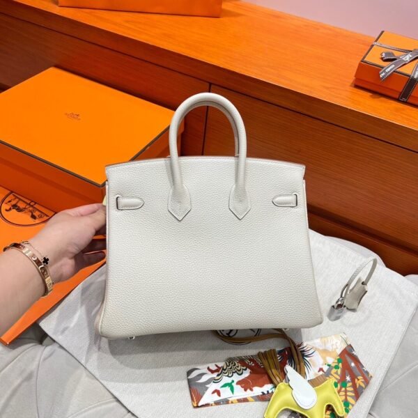 10 Craie Birkin 25CM Togo Leather Silver Hardware Full Handmade