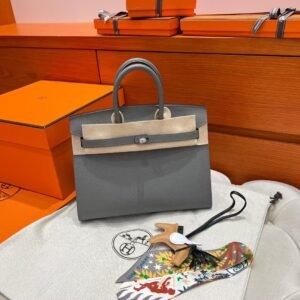 0lGris Meyer Birkin 25CM Epsom Leather Silver Hardware Full Handmade