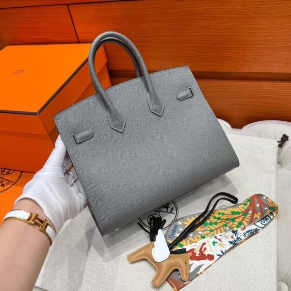0lGris Meyer Birkin 25CM Epsom Leather Silver Hardware Full Handmade