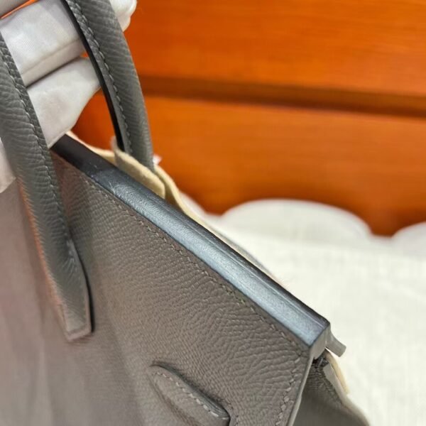0lGris Meyer Birkin 25CM Epsom Leather Silver Hardware Full Handmade