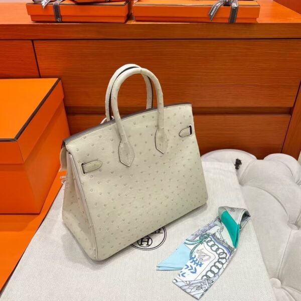 3C Parchemin Birkin 25CM Ostrich Leather Gold Hardware Full Handmade
