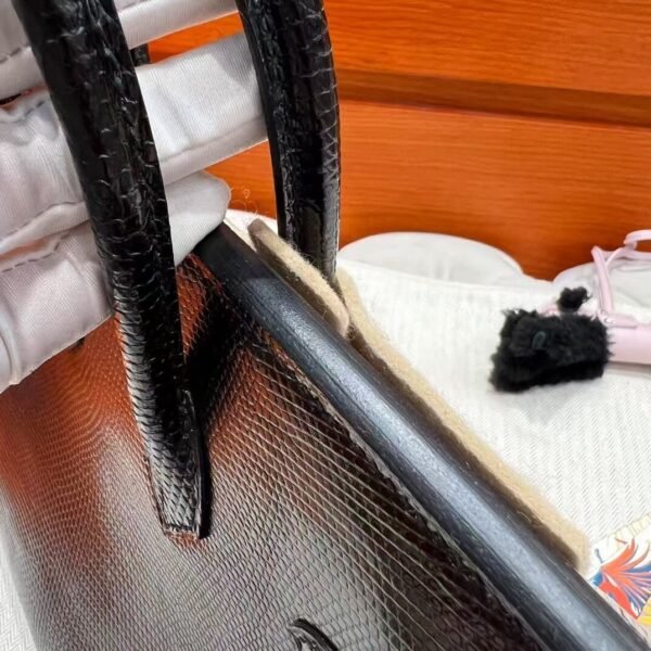 CK89 Black Birkin 25CM Lizard Leather Silver Hardware Full Handmade