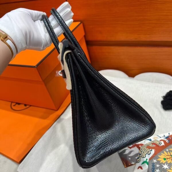 CK89 Black Birkin 25CM Lizard Leather Silver Hardware Full Handmade