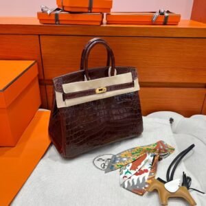 CC33 Birkin 25CM Matte Crocodile Leather Gold Hardware Full Handmade
