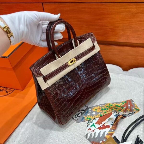 CC33 Birkin 25CM Matte Crocodile Leather Gold Hardware Full Handmade