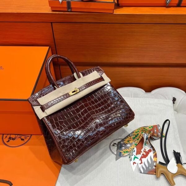 CC33 Birkin 25CM Matte Crocodile Leather Gold Hardware Full Handmade