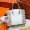 01 Himalayas Birkin 30CM Matte Crocodile Leather Silver Hardware Full Handmade