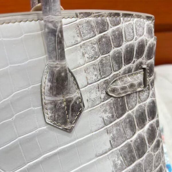 01 Himalayas Birkin 30CM Matte Crocodile Leather Silver Hardware Full Handmade