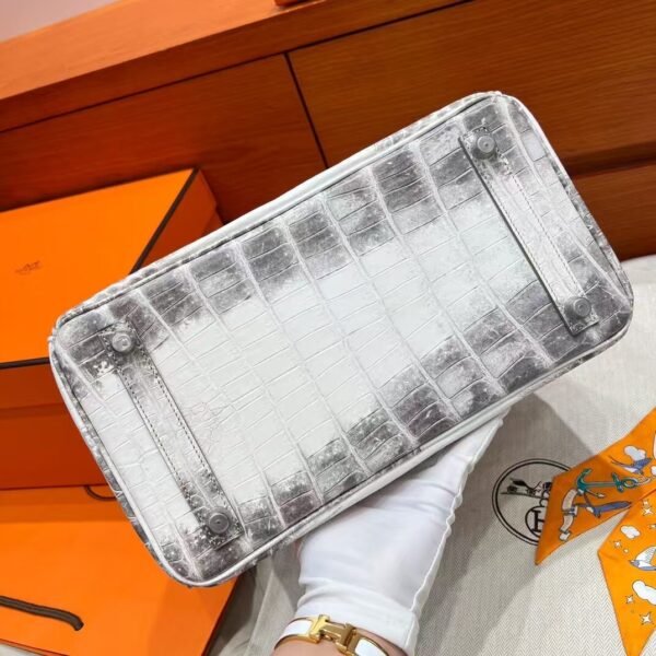 01 Himalayas Birkin 30CM Matte Crocodile Leather Silver Hardware Full Handmade