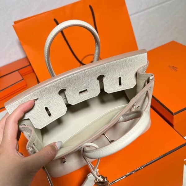 10 Craie Birkin 25CM Togo Leather Rose Gold Hardware Full Handmade