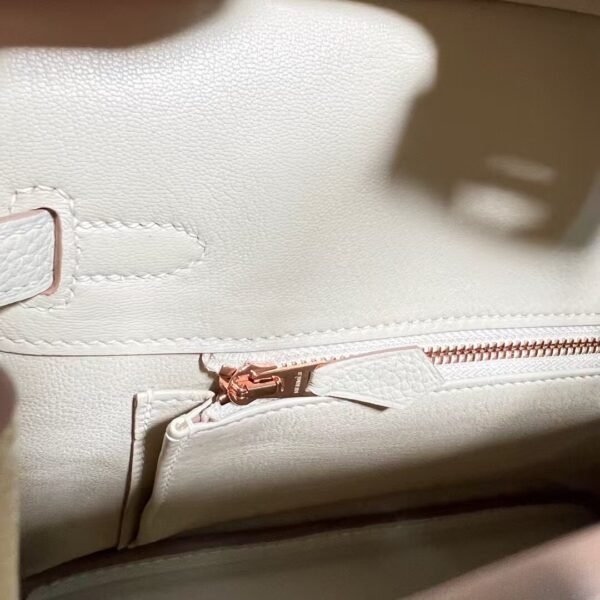 10 Craie Birkin 25CM Togo Leather Rose Gold Hardware Full Handmade