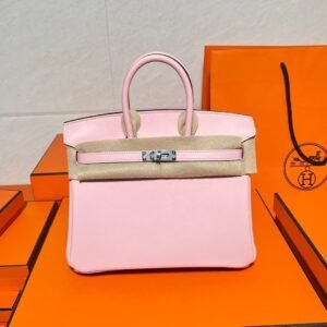 3Q Rise Sakura Birkin 25CM Swift Leather Silver Hardware Full Handmade