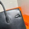 Ck89 Black/Noir Birkin 25CM Box Leather Silver Hardware Full Handmade