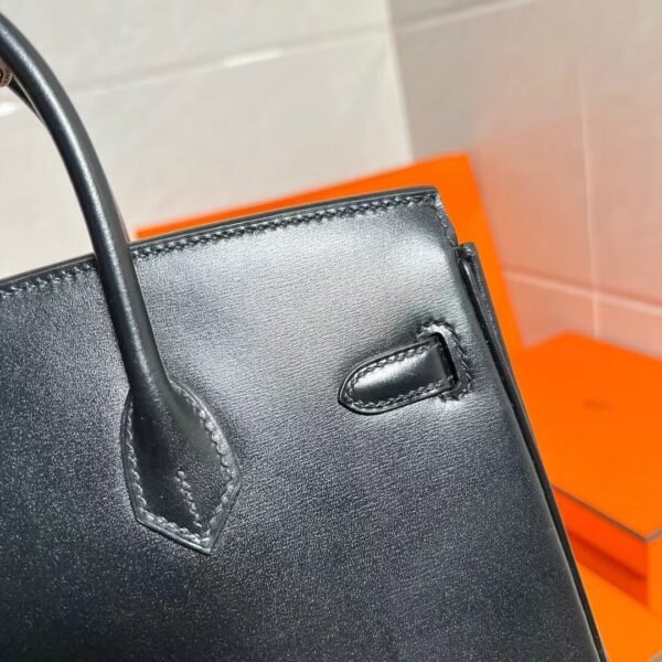 Ck89 Black/Noir Birkin 25CM Box Leather Silver Hardware Full Handmade