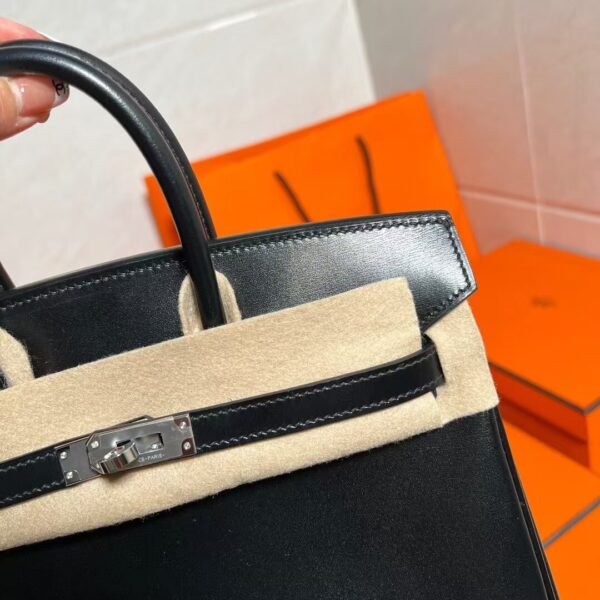 Ck89 Black/Noir Birkin 25CM Box Leather Silver Hardware Full Handmade