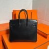 Ck89 Black/Noir Birkin 25CM Box Leather Silver Hardware Full Handmade
