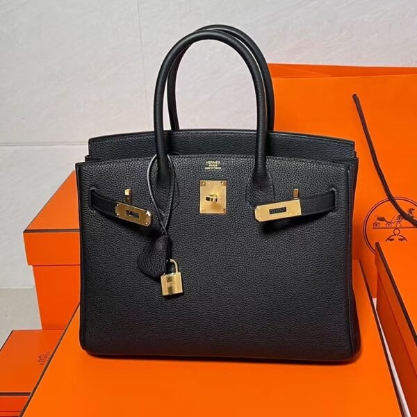 Ck89 Black/Noir Birkin 30CM Togo Leather Gold Hardware Full Handmade
