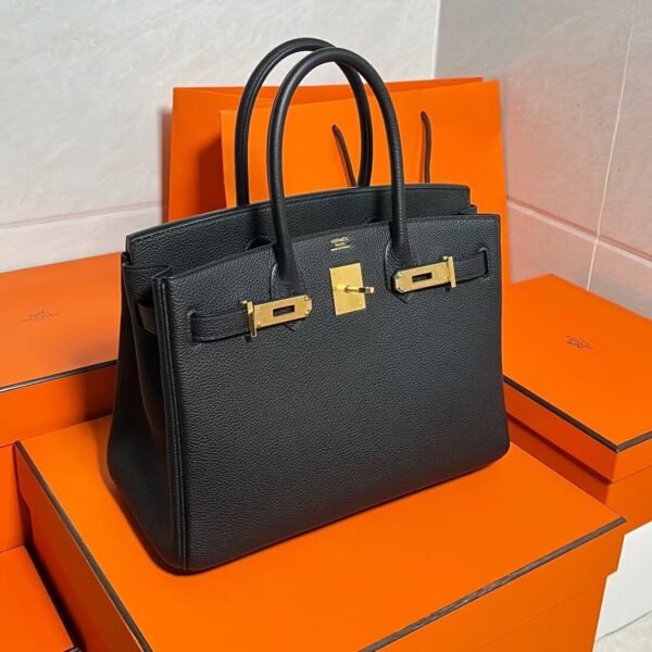 Ck89 Black/Noir Birkin 30CM Togo Leather Gold Hardware Full Handmade