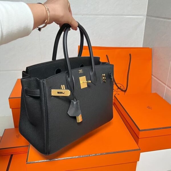 Ck89 Black/Noir Birkin 30CM Togo Leather Gold Hardware Full Handmade