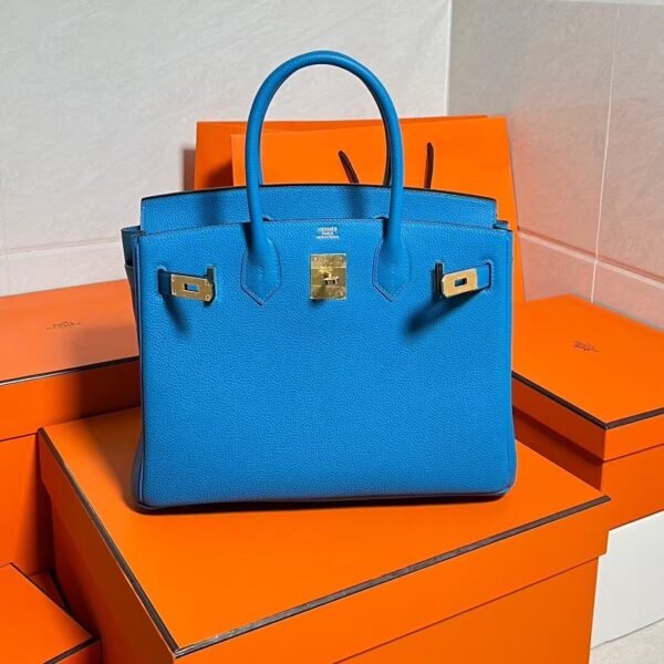 B3 Blue Zanzibar Birkin 30CM Togo Leather Gold Hardware Full Handmade
