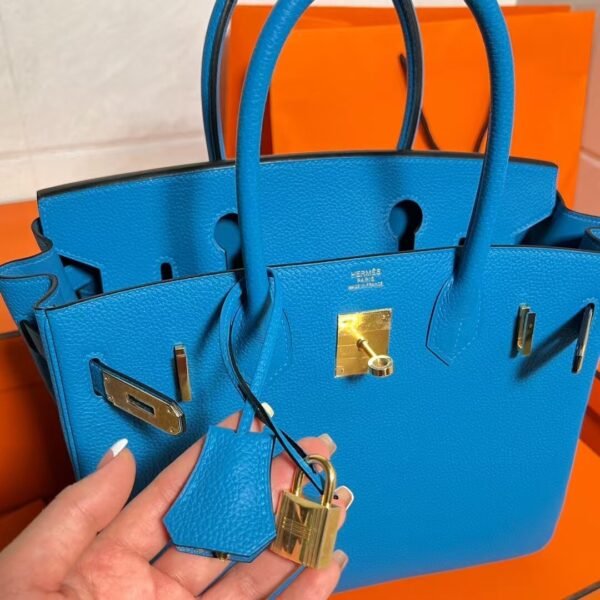 B3 Blue Zanzibar Birkin 30CM Togo Leather Gold Hardware Full Handmade