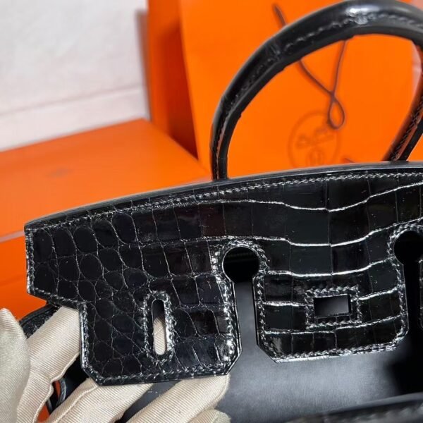 CK89 Black Birkin 25CM Togo / Shiny Crocodile Leather Gold Hardware Full Handmade