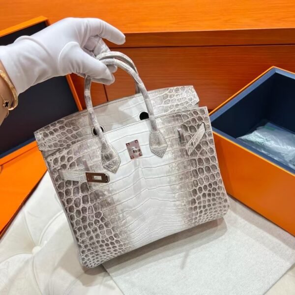 01 Himalayas Birkin 25CM Matte Crocodile Leather Silver Hardware Full Handmade