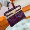 N5 Cassis Birkin 25cm Nile Shiny Crocodile Leather Gold Hardware Full Handmade