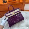 N5 Cassis Birkin 25cm Nile Shiny Crocodile Leather Gold Hardware Full Handmade
