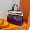 N5 Cassis Birkin 25cm Nile Shiny Crocodile Leather Gold Hardware Full Handmade