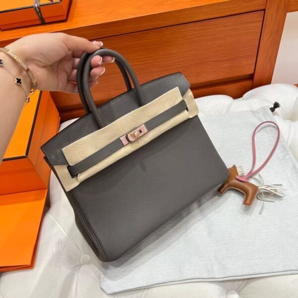 8F Etain Birkin 25CM Togo Leather Rose Gold Hardware Full Handmade