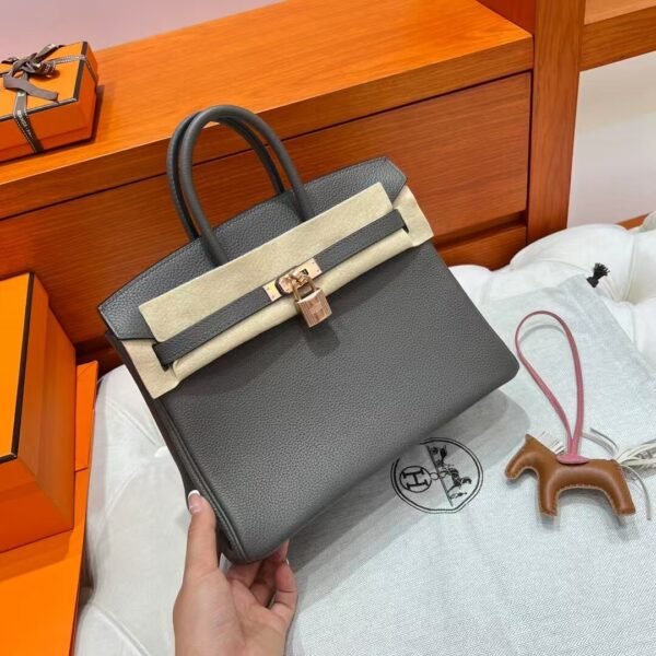 8F Etain Birkin 25CM Togo Leather Rose Gold Hardware Full Handmade