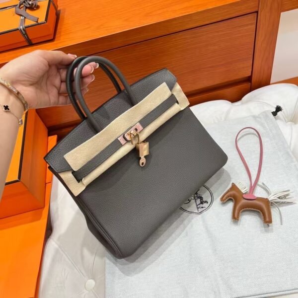 8F Etain Birkin 25CM Togo Leather Rose Gold Hardware Full Handmade