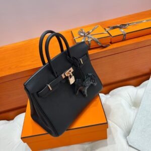 Ck89 Noir Birkin 25CM Togo Leather Rose Gold Hardware Full Handmade