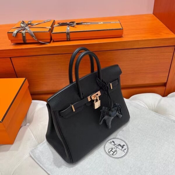 Ck89 Noir Birkin 25CM Togo Leather Rose Gold Hardware Full Handmade