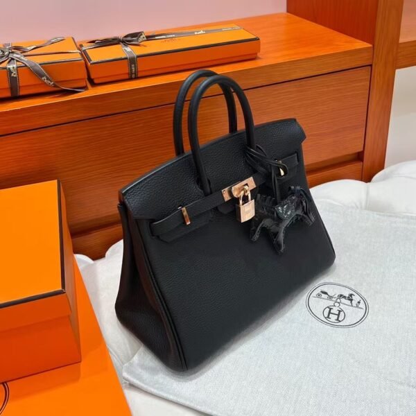 Ck89 Noir Birkin 25CM Togo Leather Rose Gold Hardware Full Handmade