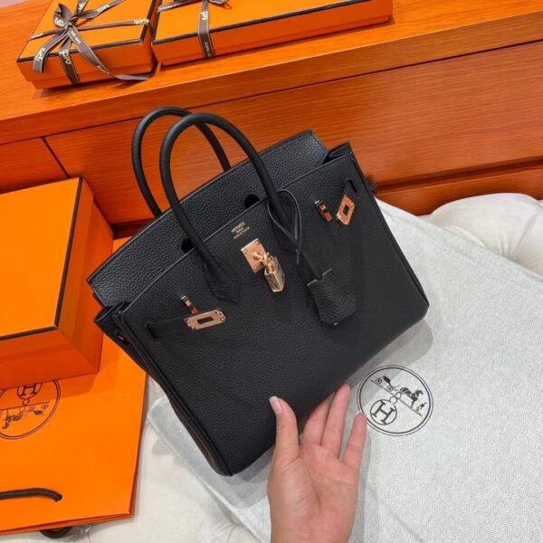 Ck89 Noir Birkin 25CM Togo Leather Rose Gold Hardware Full Handmade