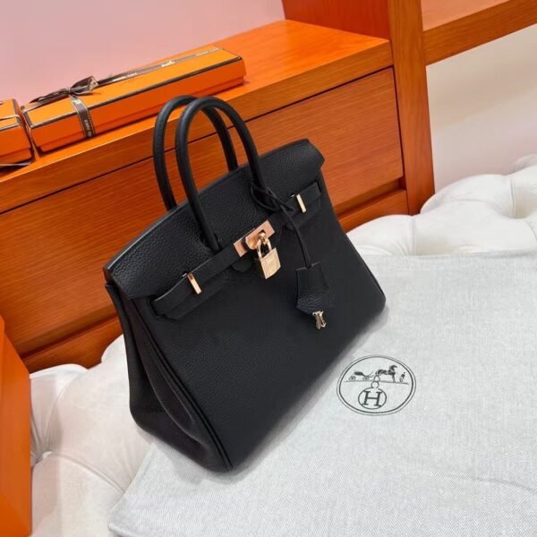 Ck89 Noir Birkin 25CM Togo Leather Rose Gold Hardware Full Handmade
