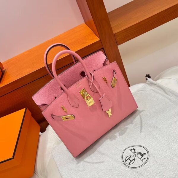 1Q Rose Birkin 25CM Epsom Leather Gold Hardware Full Handmade