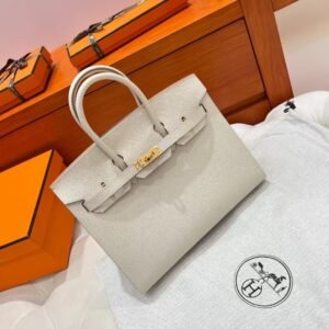 10 Craie Birkin 25CM Epsom Leather Gold Hardware Full Handmade