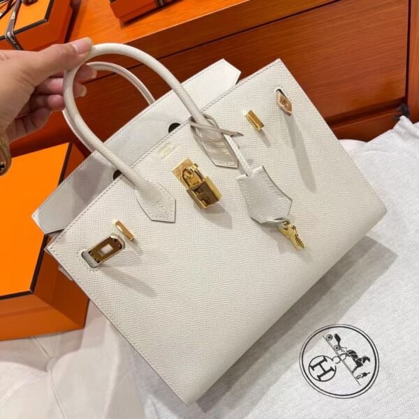 10 Craie Birkin 25CM Epsom Leather Gold Hardware Full Handmade